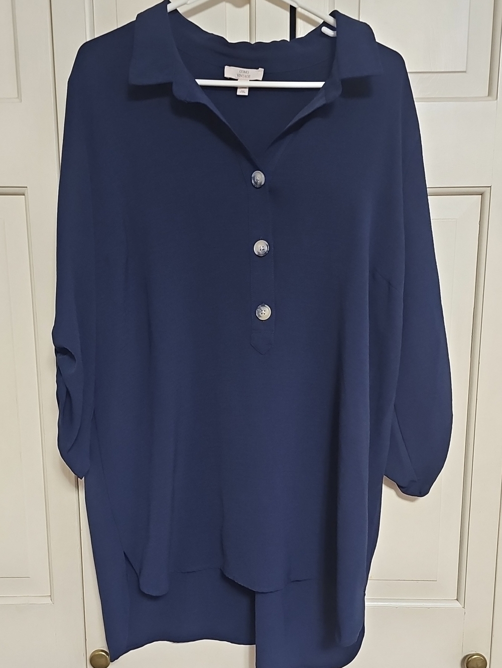 Como Vintage Navy Button Polo Tunic